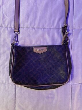 Nine West Black Crossbody Bag - Classic Monogram Design - USED